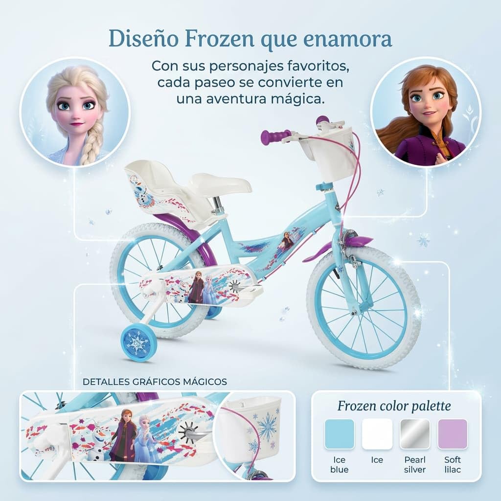TOIMSA Bicicletta 16" Frozen Huffy 5/8 anni, multicolore, 16694