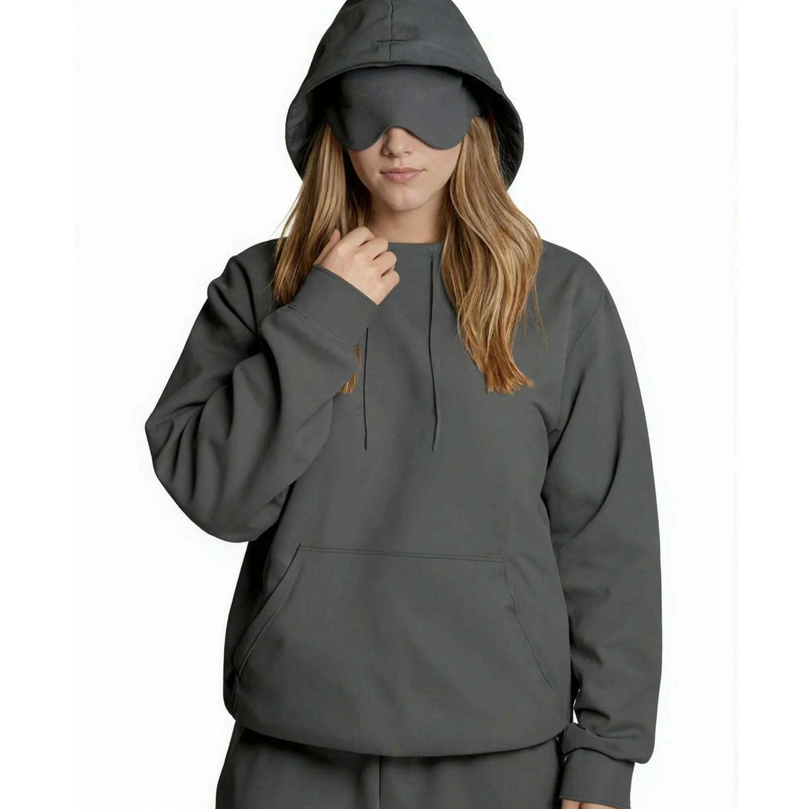 Bluza z kapturem damska kieszonkowa maska na oczy bluza z kapturem tryb podróżny sweter jesień zima