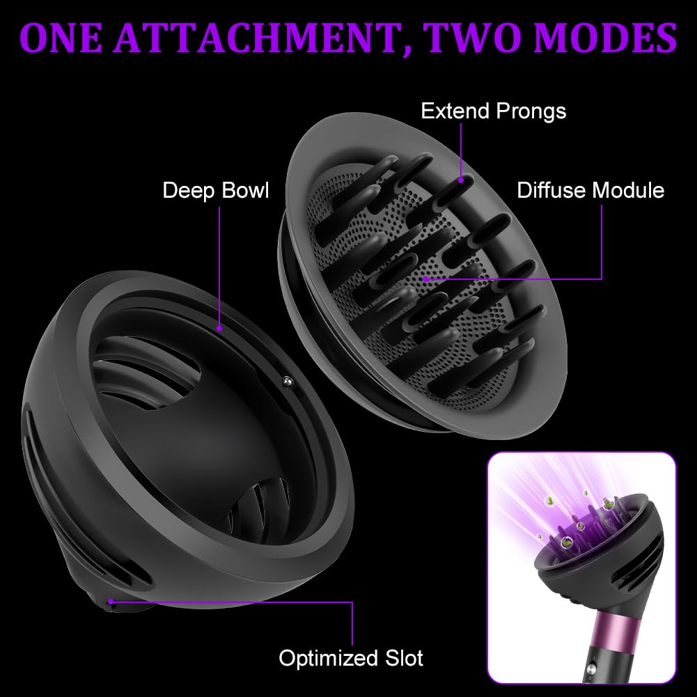 Difusor Pelo Rizado para Dyson Airwrap HS01 HS05 HS08, Difusor Airwrap para Dyson Airwrap, convertible para Dyson Airwrap Styler en Secador de Pelo, para Pelo Rizado U Ondulado, Negro