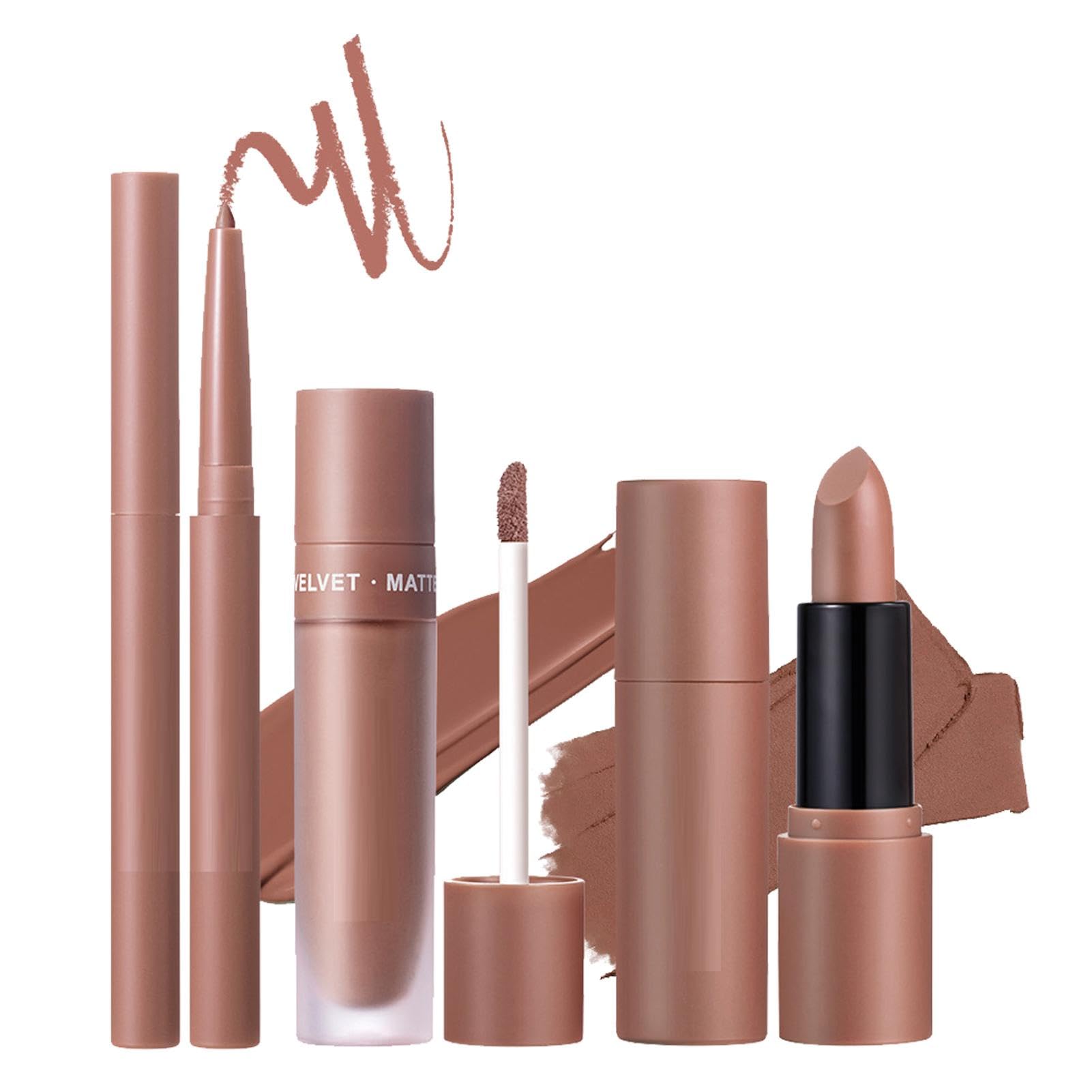 Lip Lipstick, zestaw błyszczyków do ust, długie, trwałe wkładki do ust, zestaw kolorowych wkładek, aksamitny zestaw do ust, naturalny makijaż, 3 x zestaw wkładek do ust, nawilżający błyszczyk, kremowy