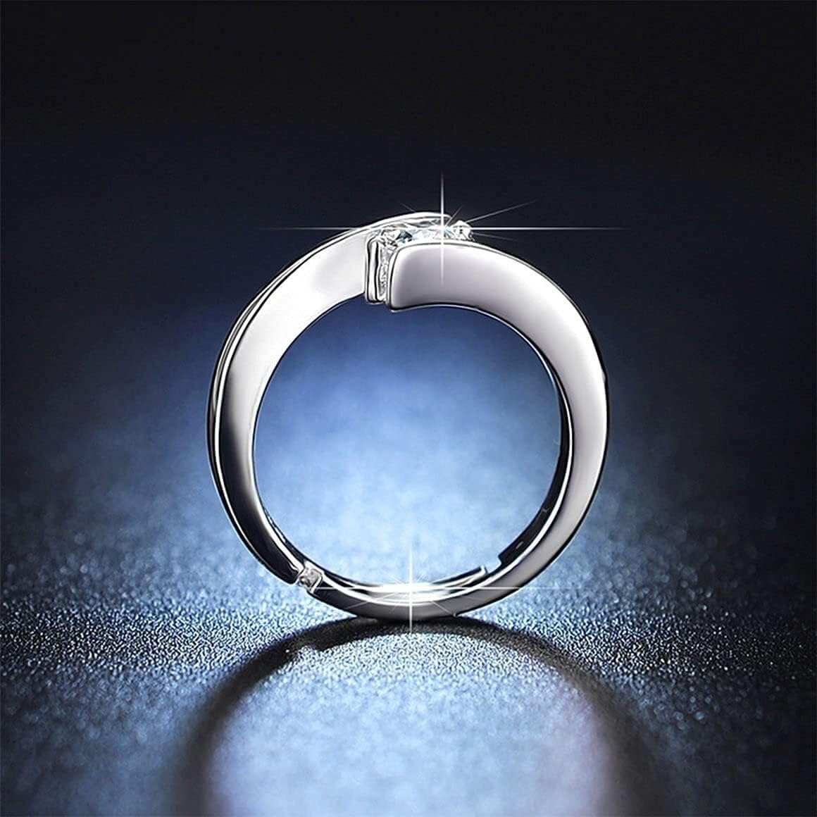 Anelli regolabili in argento sterling 925, anello Moissanite di simulazione Anello ruota della fortuna Anello femminile Proposta di tendenza Anelli in argento Anello con zirconi regolabile alla moda