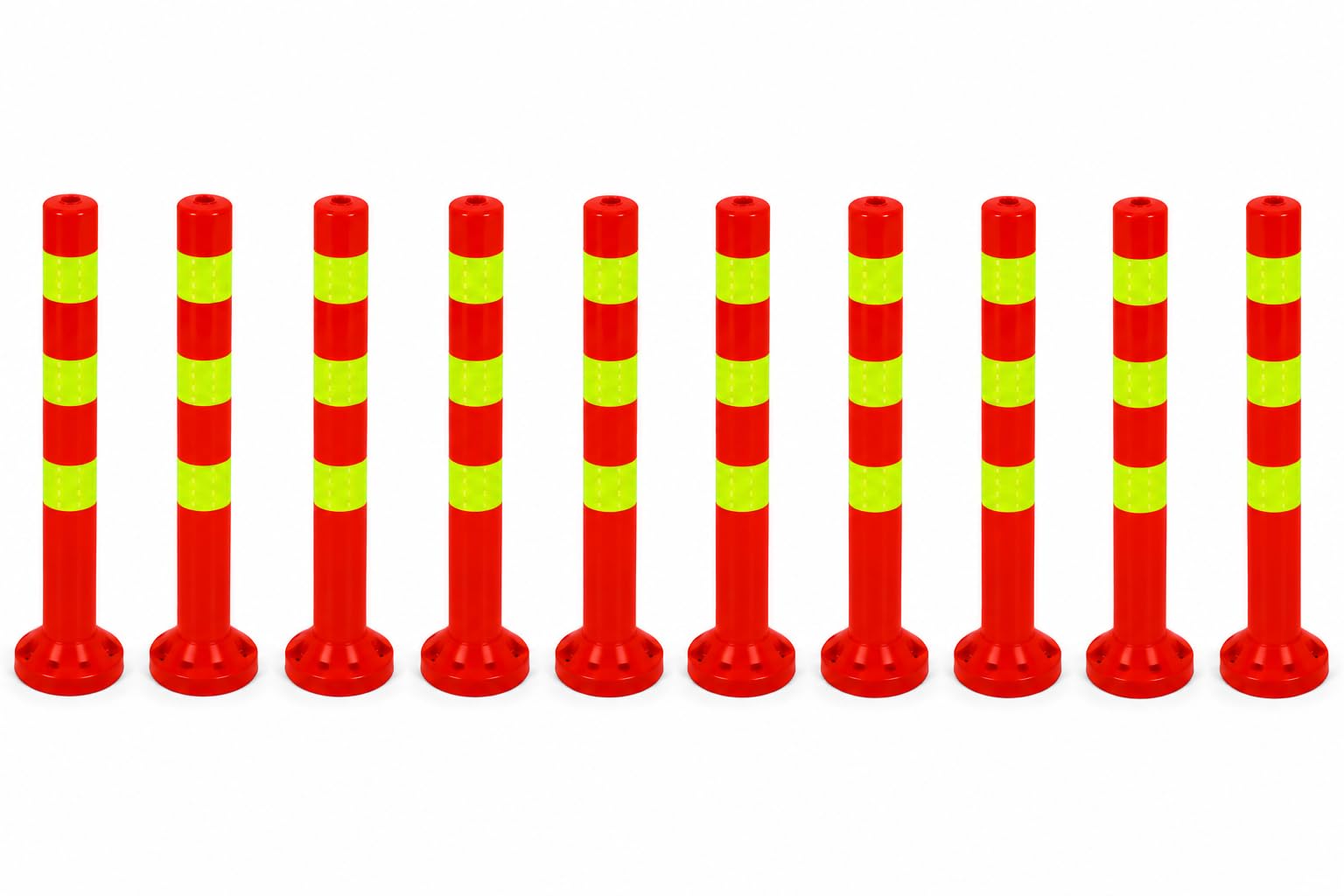 Poteaux de blocage réfléchissants lot de 10 barrières en plastique rouge de 68 cm