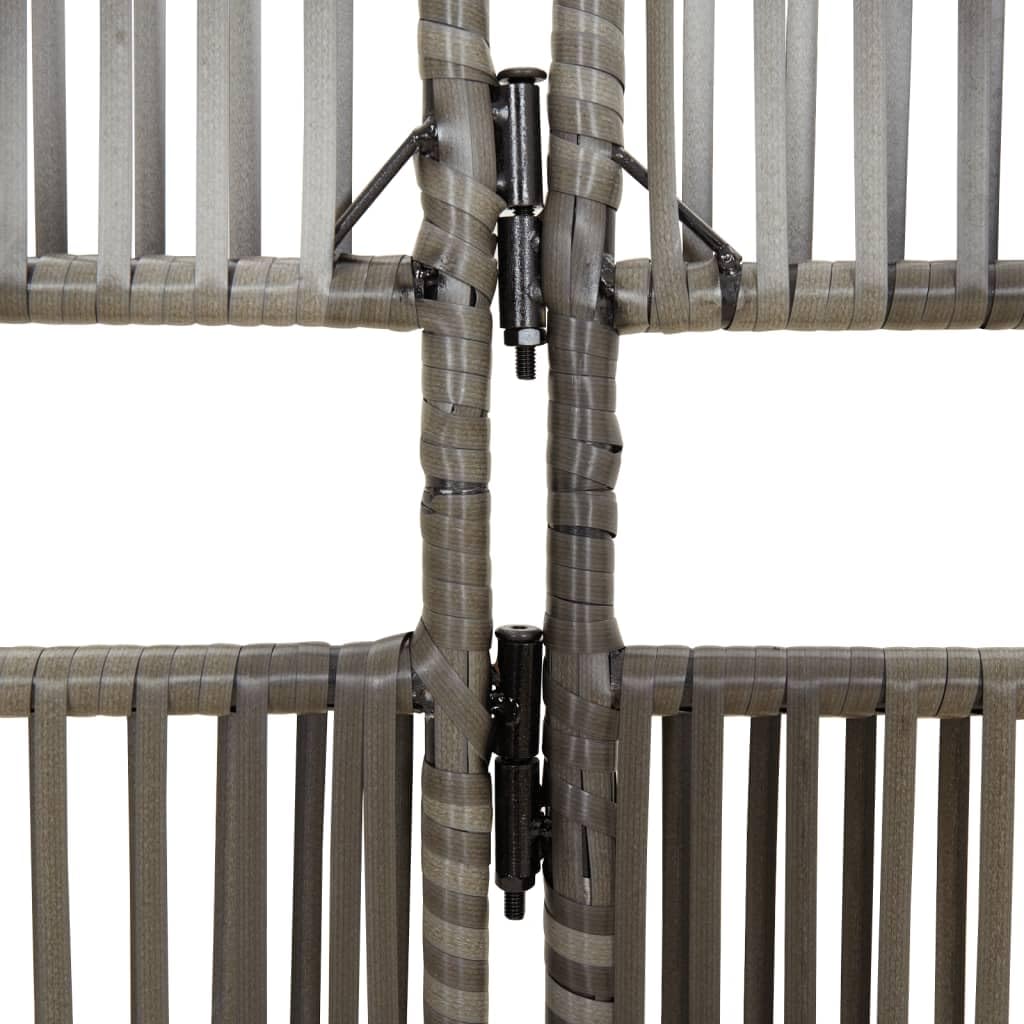 Biombo de 5 piezas de poliratán gris con líneas de privacidad, diseño web, plegable y móvil, 245 x 200 cm, para interior y exterior