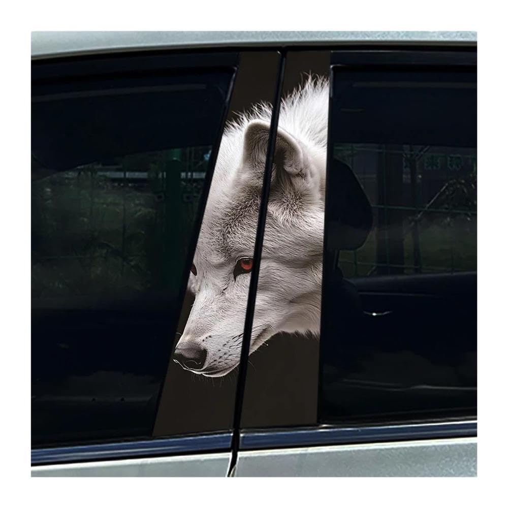 Decorative Items 2PCS Burning Wolf Fire Wolf Car B Pillar Waterproof Stickers DIY(J)