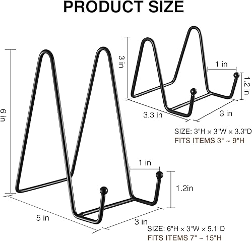 Miniatura 8 de Soportes de exhibición de platos, paquete de 6 unidades, soportes de metal negro para libros, imagen, caballete de fotos, plato, coleccionables,