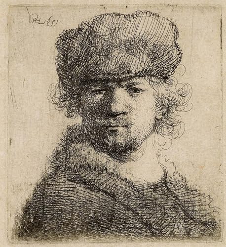 Pintura sobre lienzo Rembrandt autorretrato réplica artística de alta fidelidad 60x90