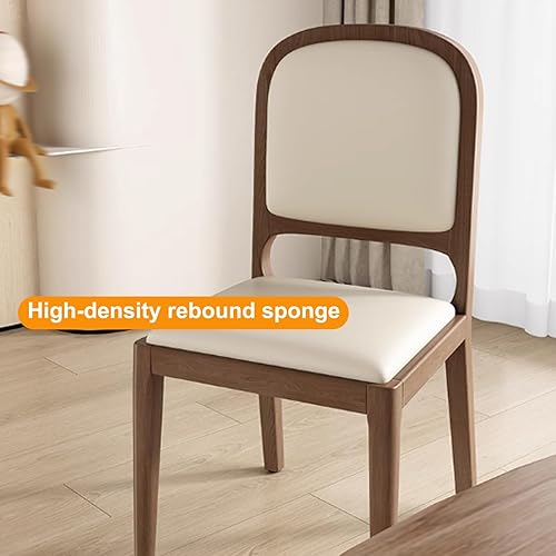 Miniatura 4 de Leather Seat Dining Room Chair with Back, Wooden Dining Chairs Set Kitchen Chair, Dining Room Chairs Armless Seat for Kitchen Living Room