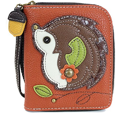 Chala Zip Around Wallet, Wristlet, 8 Credit Card Slots, Sturdy Pu Leather - Hedgehog - Orange #TOP16