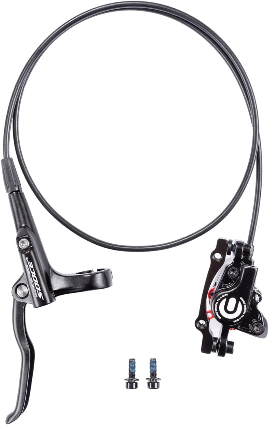 Cyclon MTB Hydraulic Disc Brakes Set, Black/Red Aluminum Alloy Hydraulic Brakes for Mountain Bike Left Front 1000mm Right Rear 1700mm Hydraulic Bicycle Brakes with is/PM Adapter Fit 160mm Rotor