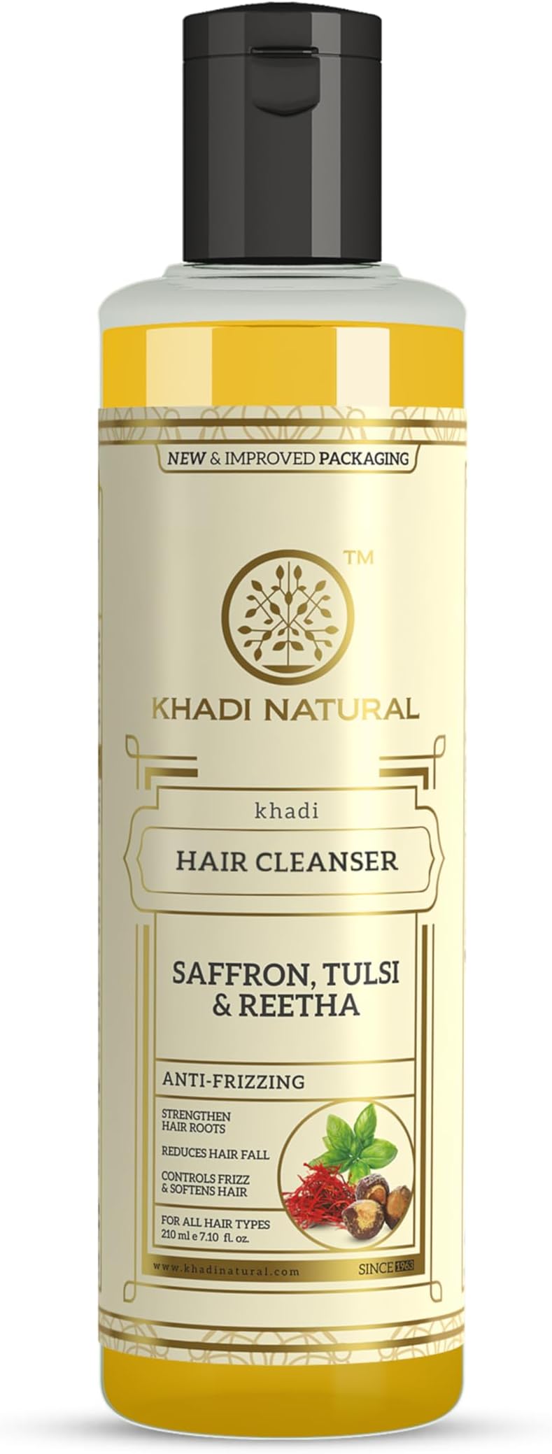 KHADI NATURAL Saffron, Tulsi and Reetha Hair Cleanser (Shampoo), 210ml