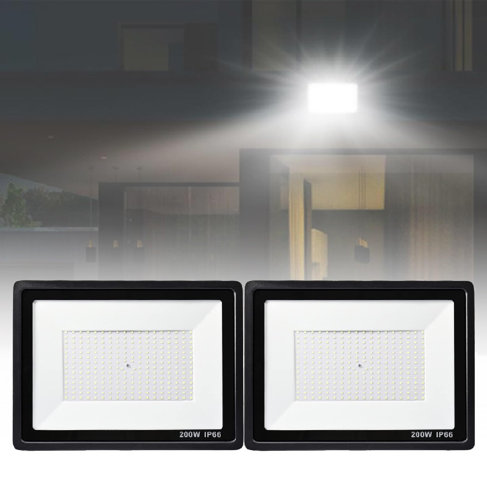 Faretto LED a Lunga Durata (50.000 Ore), Lampada da Parete cablata con Illuminazione Impermeabile IP66, faretti LED Luminosi for parcheggi Esterni(2pack,200w)