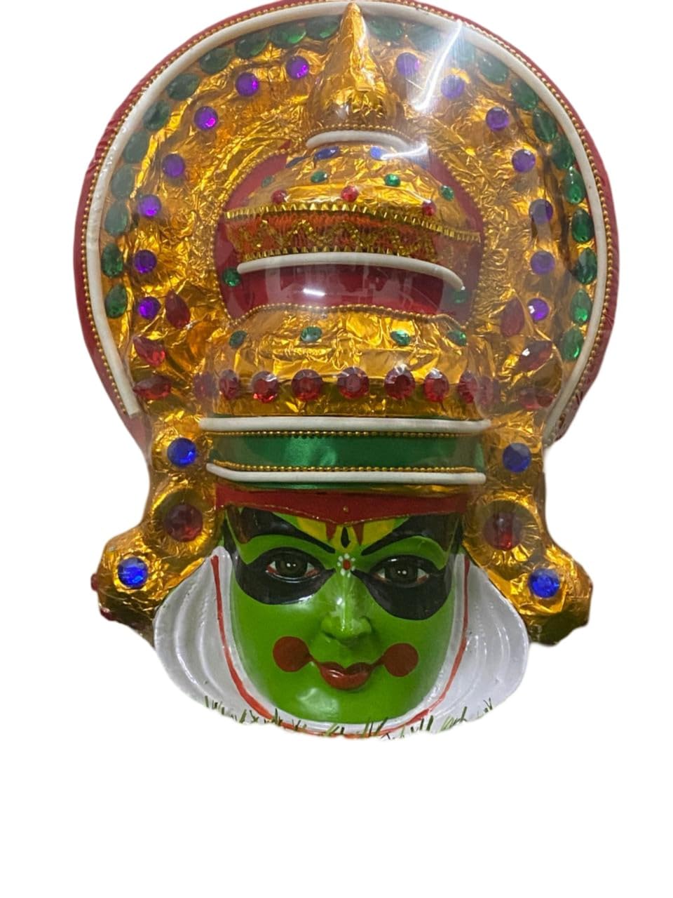 Zivba Collections Kathakali Face Mask Wall Decor, Traditional Kerala Dance Art, Green and Gold-image-30