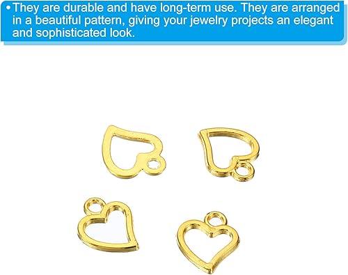 Miniatura 5 de PATIKIL Dije de corazón, 50 piezas de mini dije de círculo de corazón, diseño de metal a granel para hacer joyas, pulseras, aretes, collares, bodas,