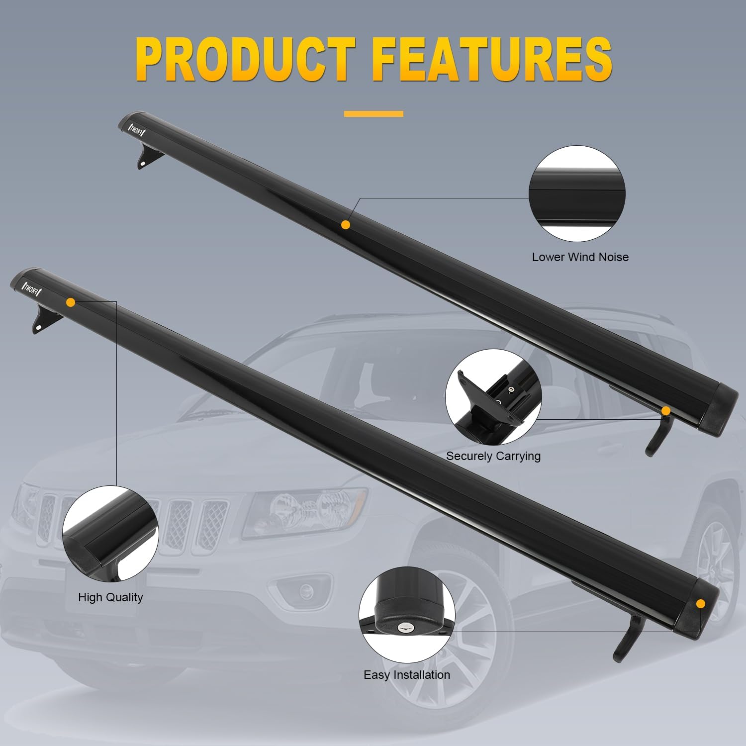 OCPTY Roof Rack Cross Bars for Jeep Compass 2011-2016 Luggage Racks Rooftop Cargo Carrier Bag Luggage Kayak Canoe Bike Snowboard Skiboard
