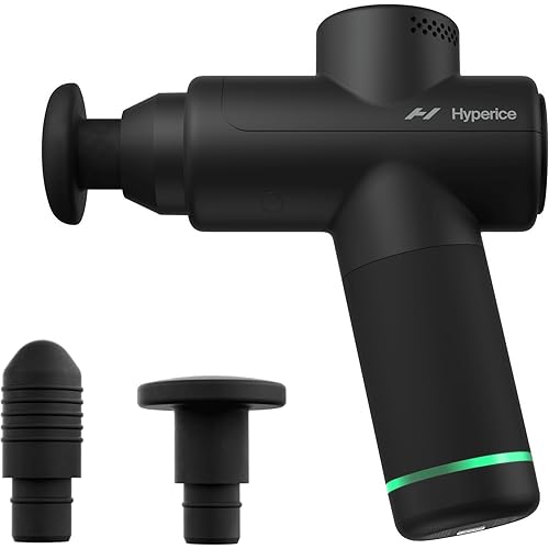 Hyperice Hypervolt Go 2 - Black - Featuring Quiet Glide Technology - Handheld Percussion Massage Gun - 3 Speeds, 2 Interchangeable Heads - Helps Relieve Sore Muscles and Stiffness - FSA-HSA Eligible