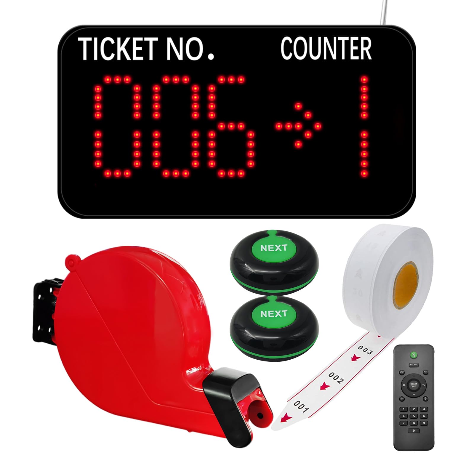 Photo 1 of KOQICALL Number Calling System Take a Number System LED Queue Display Show Tickets Number and Counter Number 2 NEXT Button 1 Counter Display for Bank Hospital Government Office Pharmacy Service Center