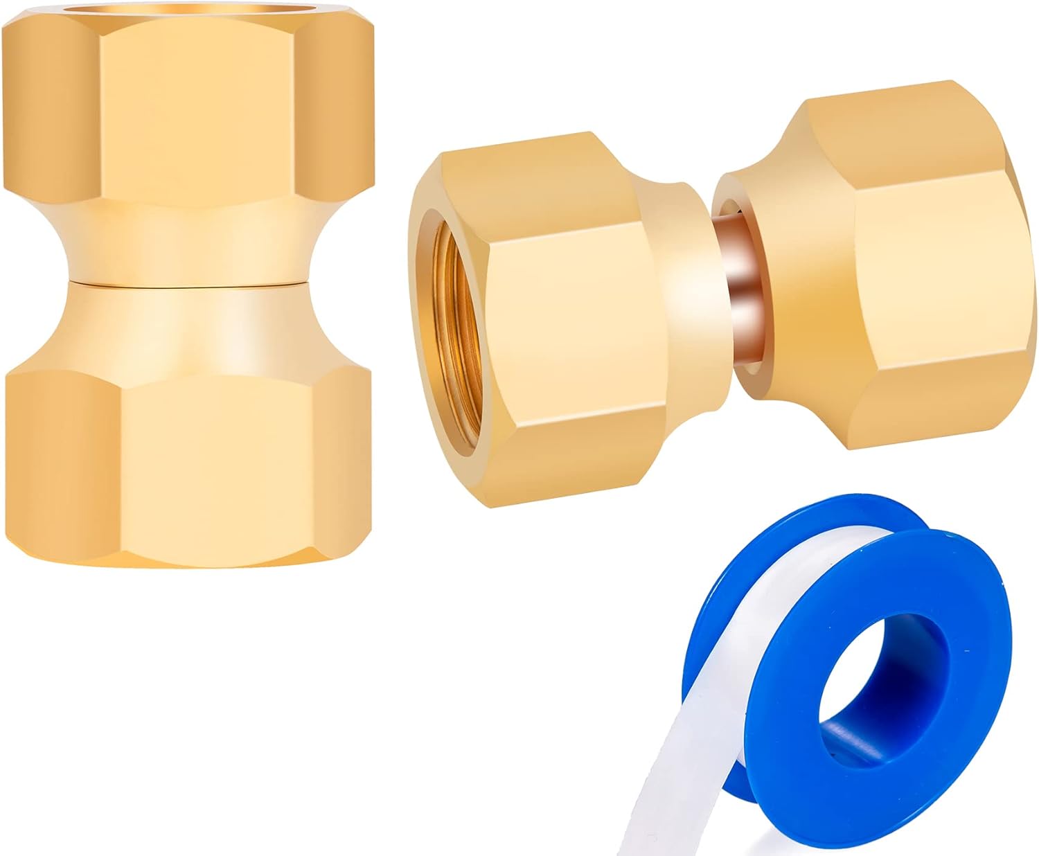 2pcs 3/8 Inch (5/8"-18UNF) Female Flare x 1/2 Inch（3/4"-16UNF）Male Flare Brass Adapter for fuel, oil, air, liquid petroleum (LP) and natural gas lines connections