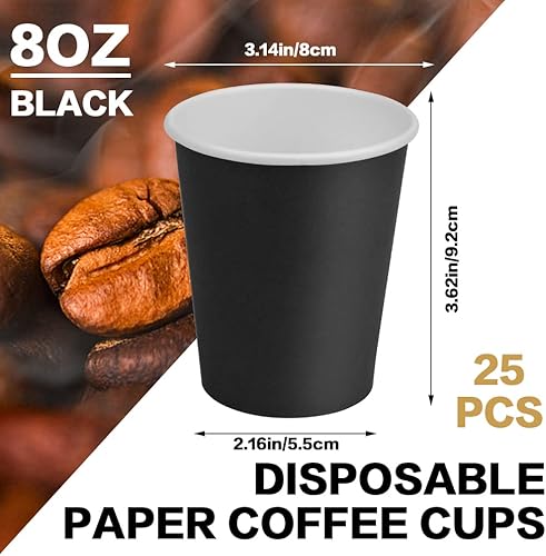 Miniatura 2 de Paquete de 25 vasos de papel blancos de 8 onzas para fiestas, tazas de café de papel desechables, vasos de papel para bebidas calientes o frías,