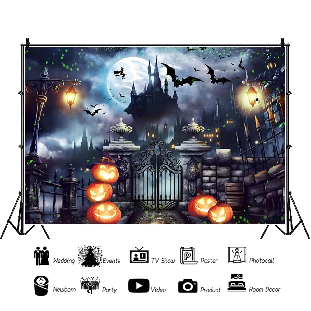 Amazon | Qinunipoto 背景布 ハロウィン Halloween 魔法のお城