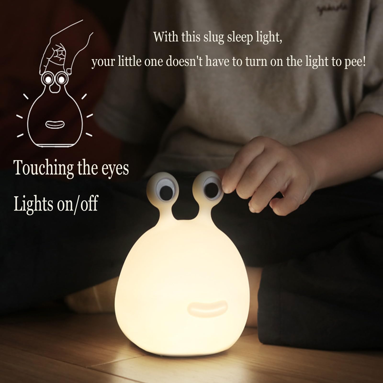 PTAEXCEL Luz nocturna de babosa, 1/2 pieza, luz LED portátil recargable por USB, lindas lámparas de animales con sensor temporizador lámpara táctil, luz nocturna de silicona para niños, regalo de