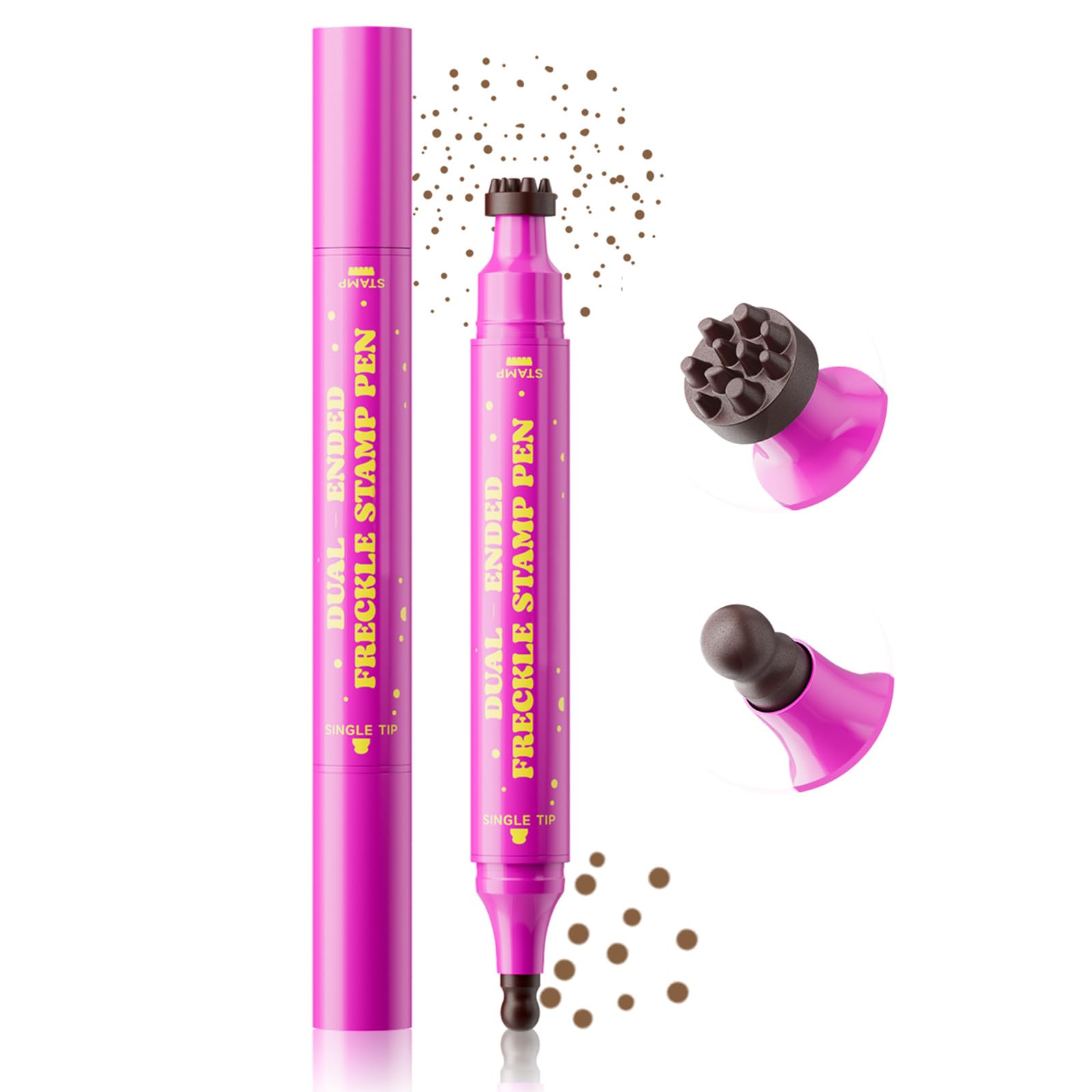 Penna per lentiggini 2-in-1, Penna a Foppia Punta per Lentiggini Finte | Punta a timbro + Punta singola, Impermeabile e Lunga Durata, Lentiggini finte naturali e realistiche Marrone Beige