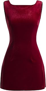 Women's Backless Velvet Dress Boat Neck Sleeveless Bodycon Elegant Party Mini Dresses - Buy now