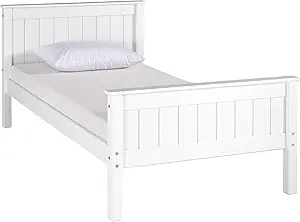 Harmony Twin Wood Platform Bed, White - Durable Pine Construction, Includes Headboard, Footboard, Side Rails - Mattress Compatible with Slats or Bunkie Board - Ideal for Kids Bedroom