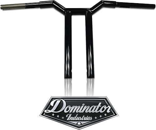 Dominator Industries Barra divisora de carril MX-T de 1 1/4 pulgadas, elevación de 12 pulgadas, negro brillante compatible con Dyna, Softail y