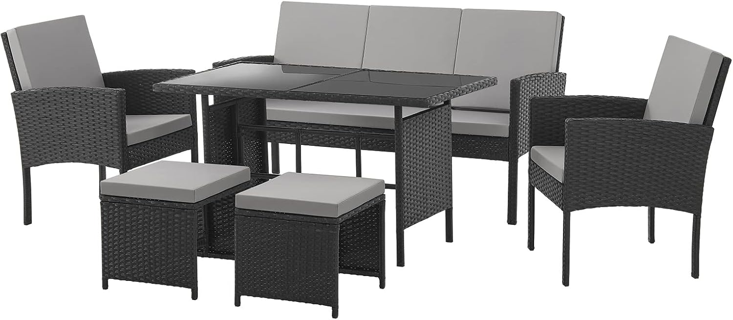 SVITA Polyrattan Gartenmöbel Essgruppe Esstisch