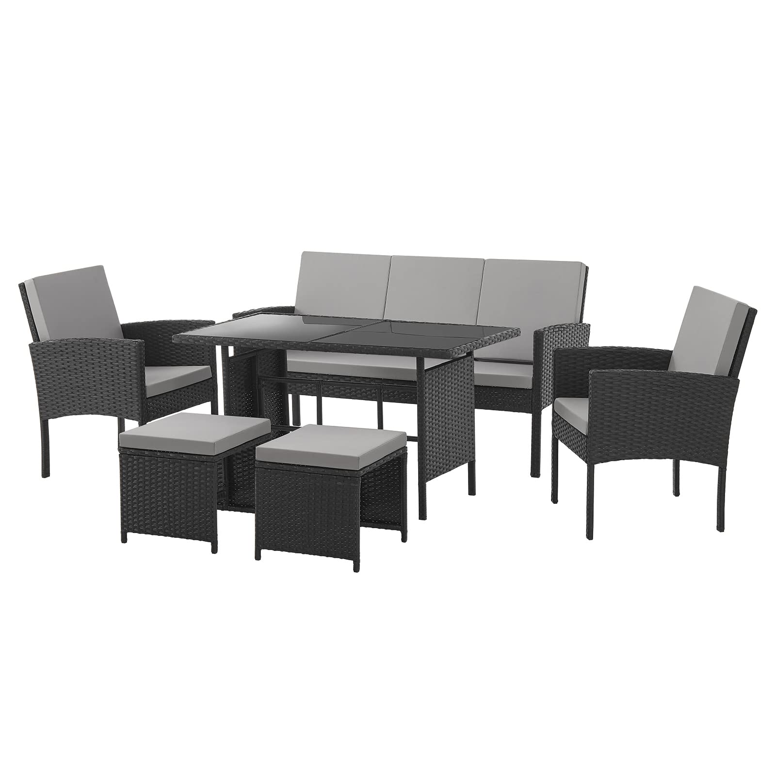 SVITA Gartenlounge-Set DENVER + DENVER (Gartenmöbel-Set, Rattan, Inkl. Kissen)