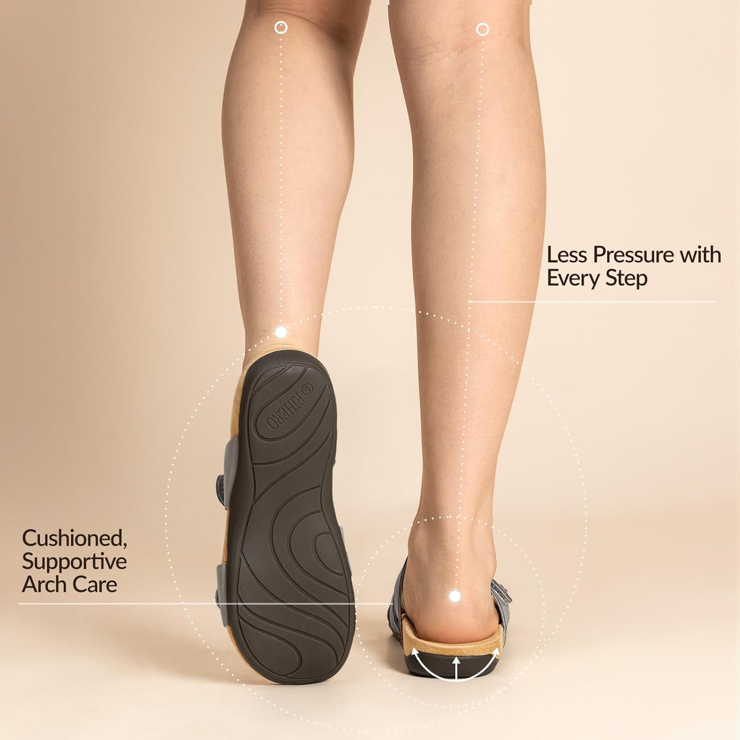 Rihero Women's Orthopedic Arch Support Flat Sandals Comfortable Casual Slide Sandals with Adjustable Strap for Summer Walking - Image 6