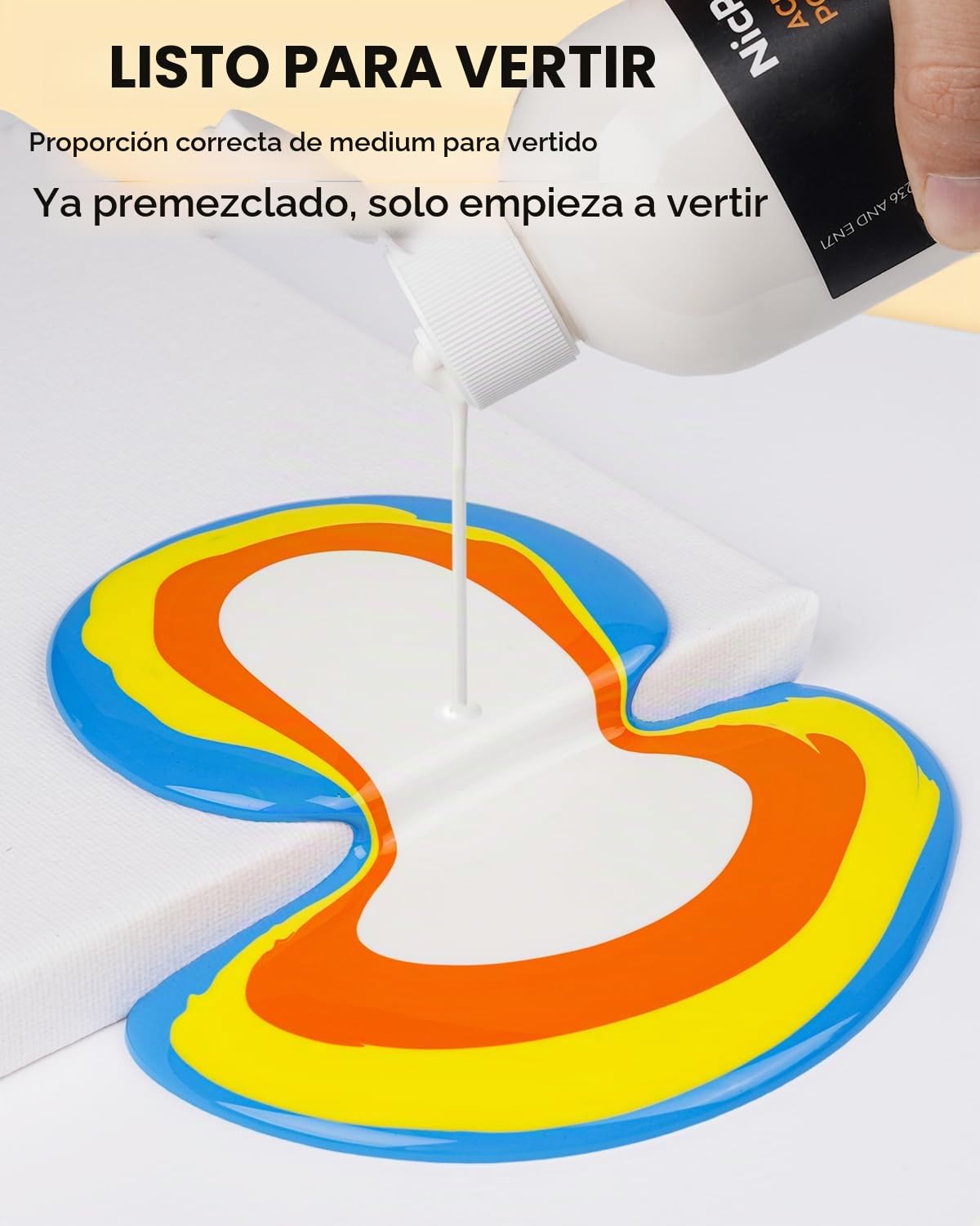 Nicpro Kit de suministros de pintura acrílica de 14 colores, 239.6 g, gran volumen, premezclada, de alto flujo, juego a granel con lienzo, rodajas naturales de madera, aceite de vertido, herramientas,