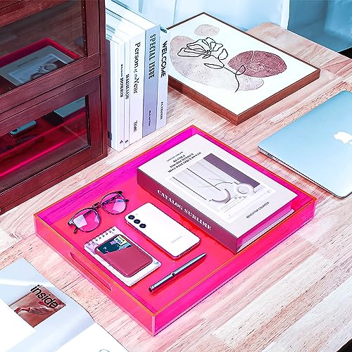 Mutellstory Large Acrylic Serving Tray Decorative Ottoman Coffee Table Tray With Handles Decor Food Tea Fruit Dinner Snack Appetizer Lunch Dessert Drink Eating For Bar Kitchen Party thumb #5