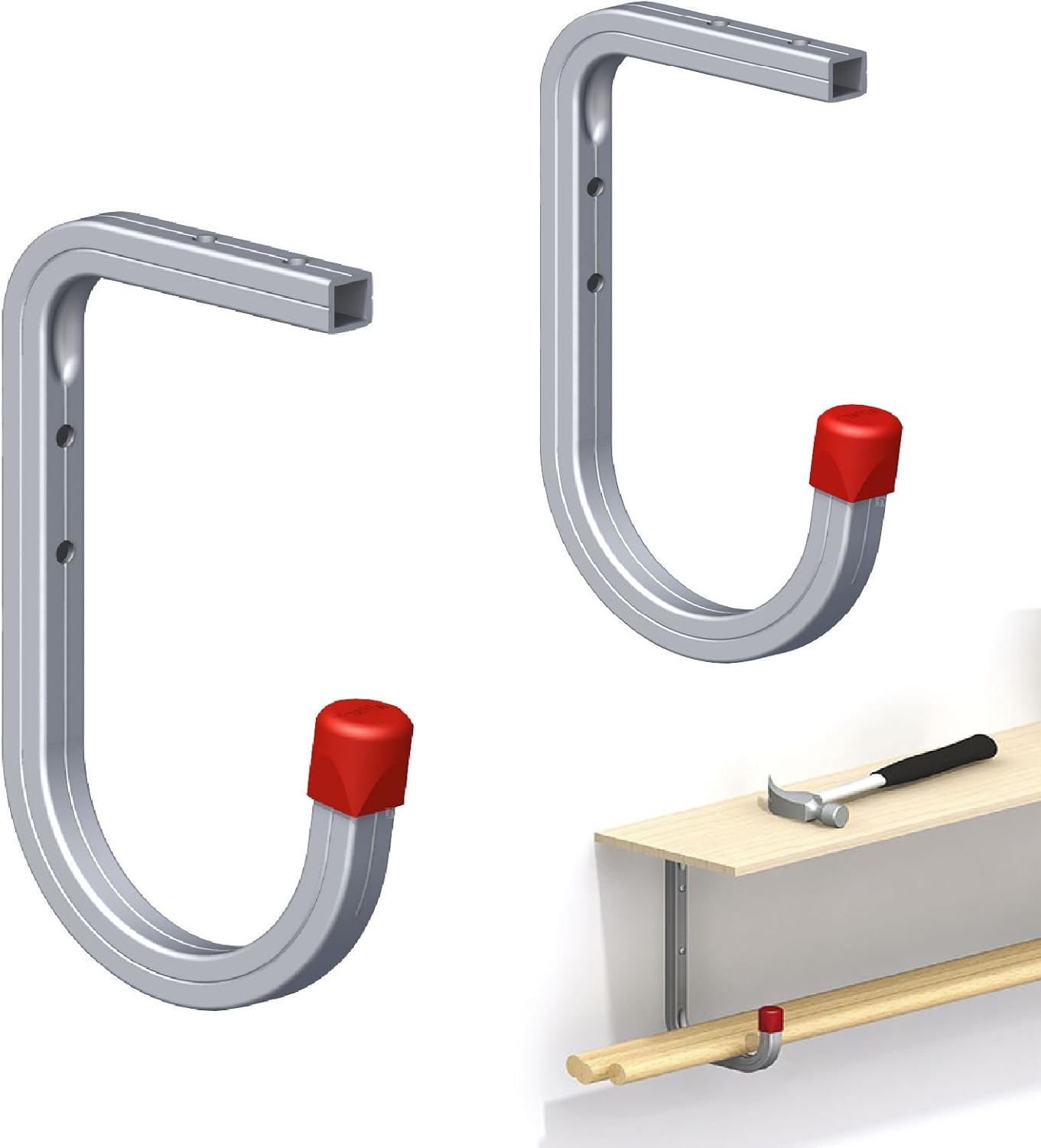 Homesmart 2 x Wall Mounted 50kg Storage Hook with Shelf Support Bracket for Garages & sheds
