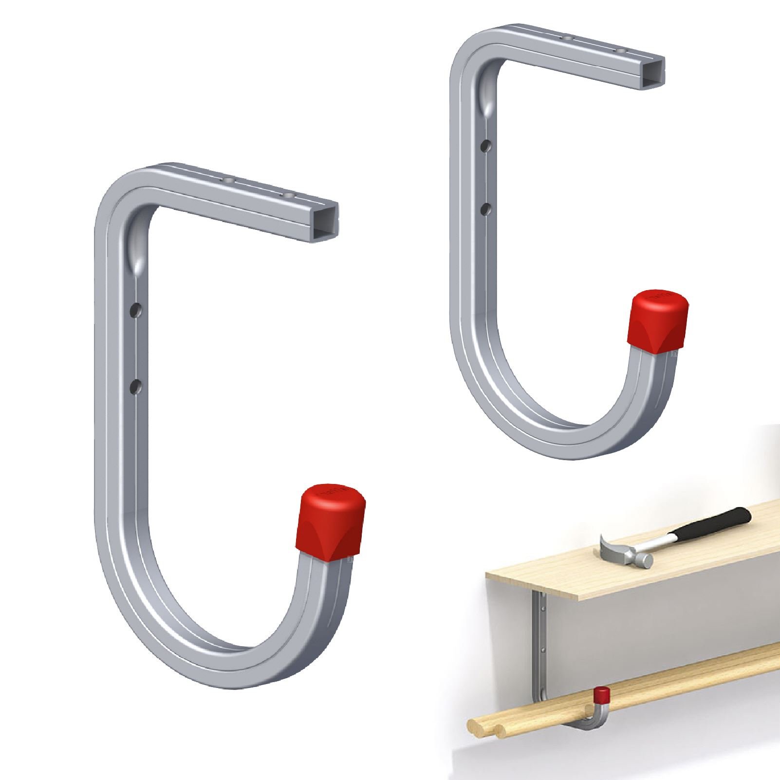Smarthome 2 X Wall Mounted 50Kg Storage Hooks With Shelf Support Bracket For Garages & Sheds