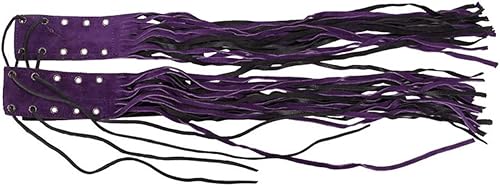 Fundas para embrague de freno de motocicleta, piel de vacuno, con flecos, para manillar de freno de motocicleta (negro y morado, 21.5 pulgadas de