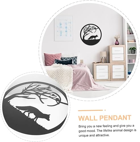 Miniatura 3 de Gatuida 4 Pcs Pendant Hanging Iron Cat Statue Fox Wall Sculpture Metal Artwork Iron Tree Wall Decor Iron Cat Wall Outdoor Metal Wall Art House