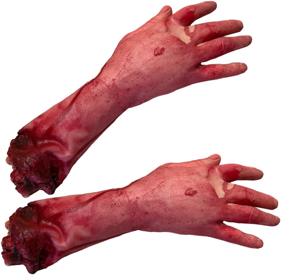 NUOBESTY Broken Hand Halloween Decoration Severed Limb Prop Realistic Bloody Dead Hand for Party Scary Home Display 11.8 Inch