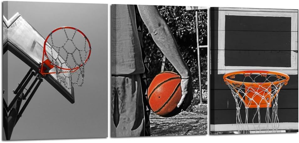 3 Piece Black and White Sports Canvas Wall Art