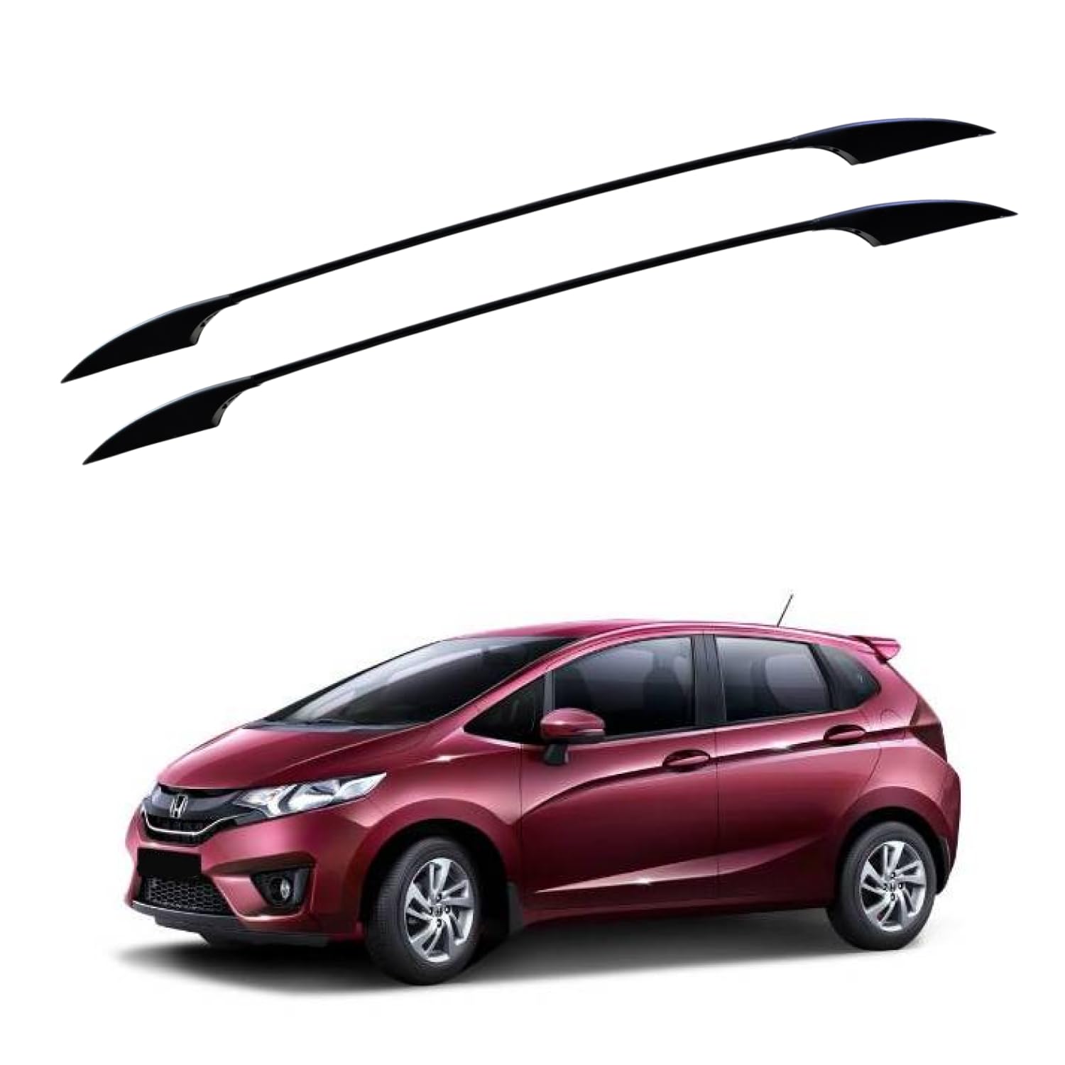 aksmit universal car roof rail with premium 3m adhesive tape | no drilling required | aluminium alloy bar & abs end caps | decorative roof rack rails for hatchback, sedan & suv (black, pair of 2) a12 | metal build