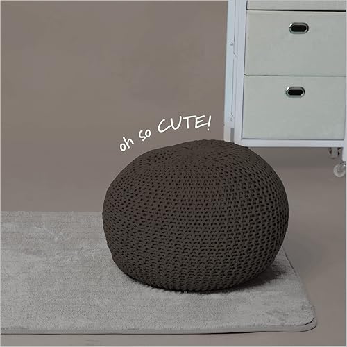 Miniatura 61 de Urban Lifestyle Puf de punto redondo - Algodón tejido a mano, marfil Marfil,Azul,Gris oscuro,Índigo/ azul marino,Gris claro,Negro -,gris