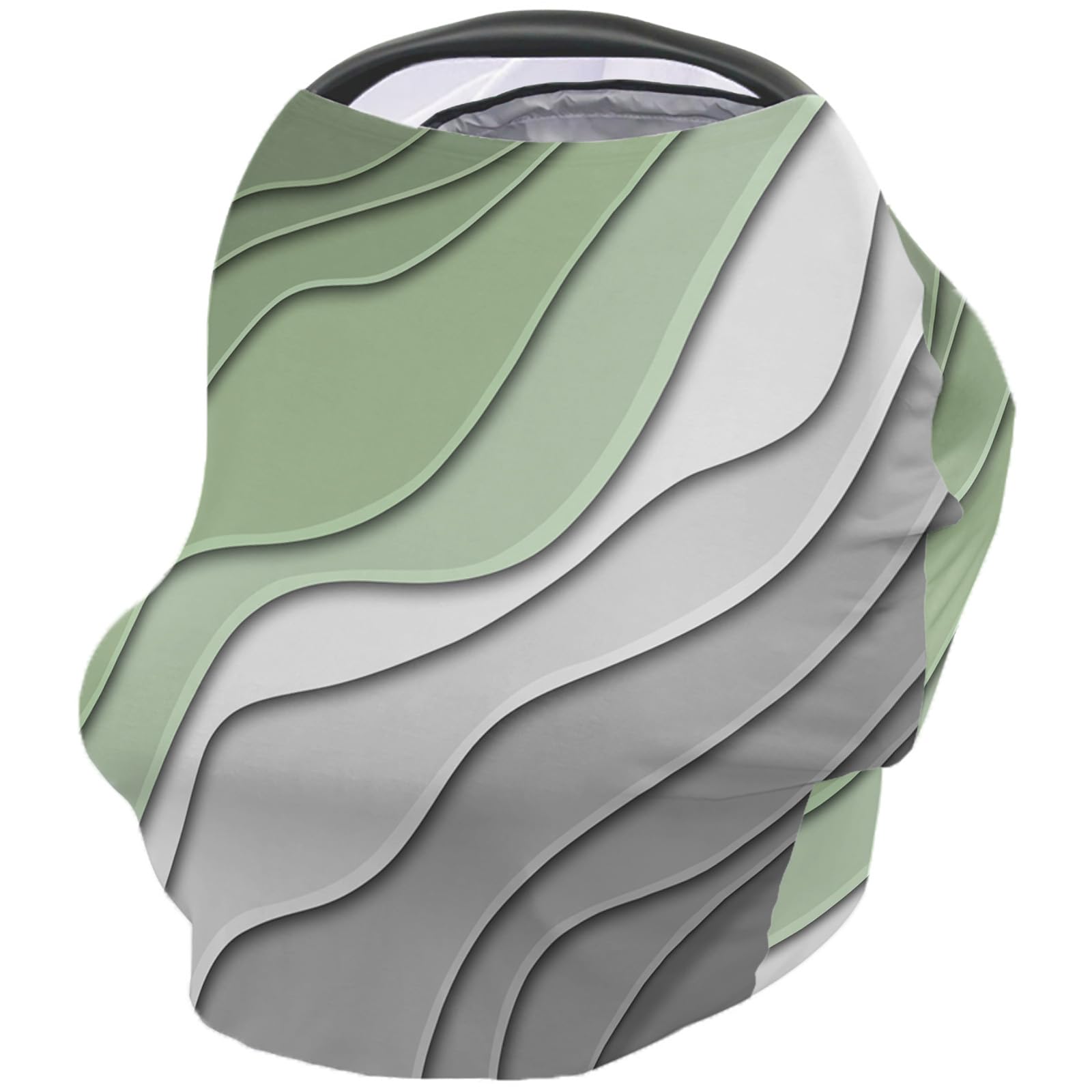 Nursing Cover for Breastfeeding Scarf, Sage Green Grey Lines Abstract Art Baby Car Covers Super Soft Multi Use for Canopy Shopping Cart Cover Blanket Stroller Cover