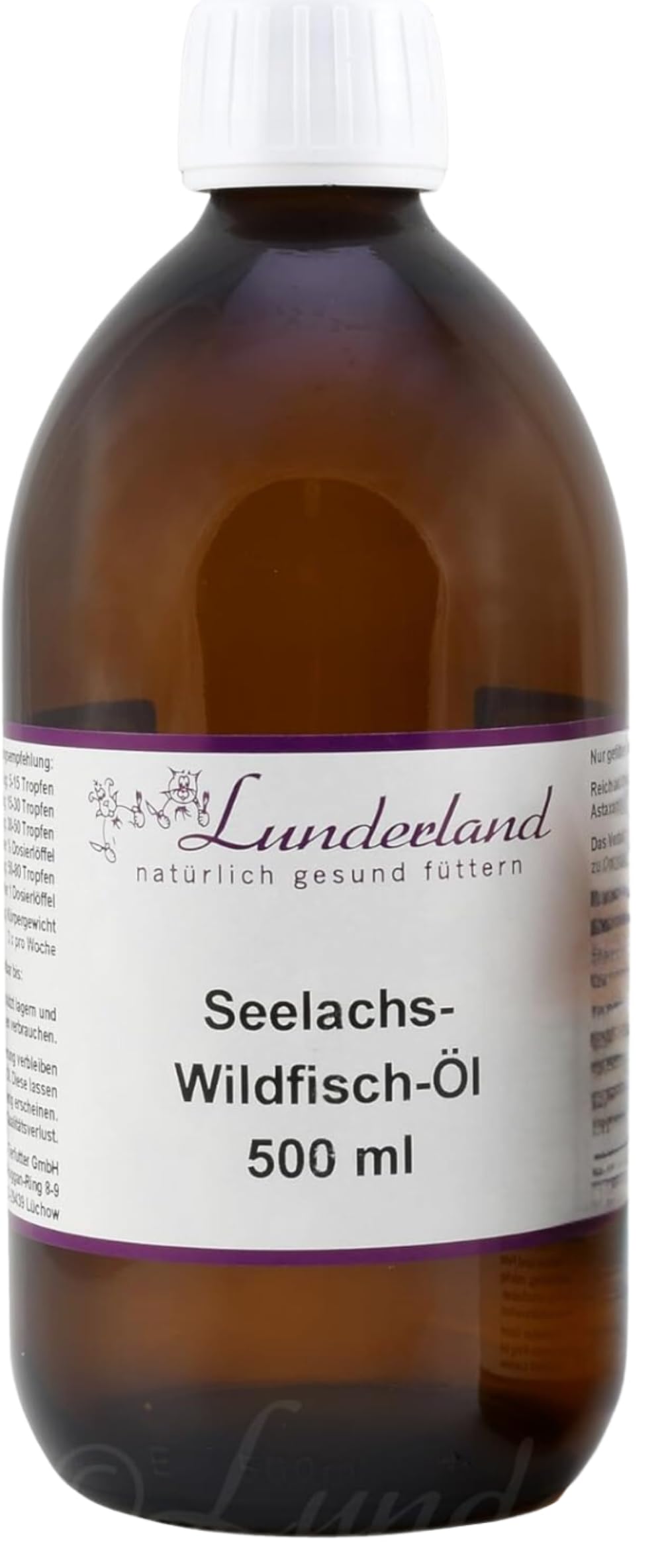 Lunderland Olej z czarniaka z dzikich ryb 500 ml Omega-3 dla psów i kotów tłoczony na zimno