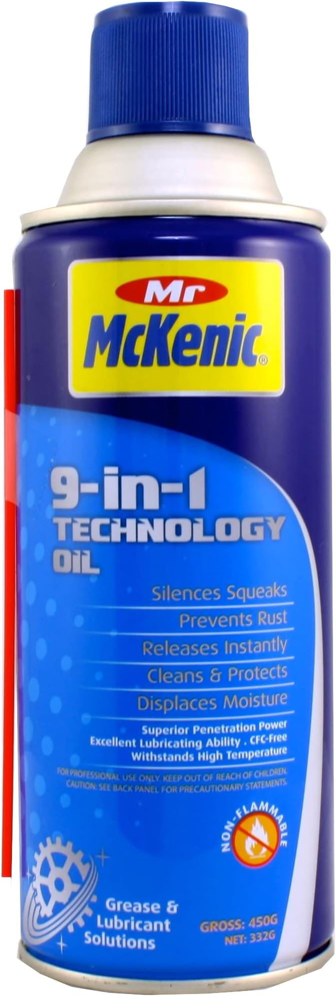 Mr. Mckenic 9-in-1 Multi-Purpose Lubricant & Rust Remover Spray | anti rust lubricant; Non-Flammable & Non-Toxic | Protects, Cleans & Stops Squeaks | 450g