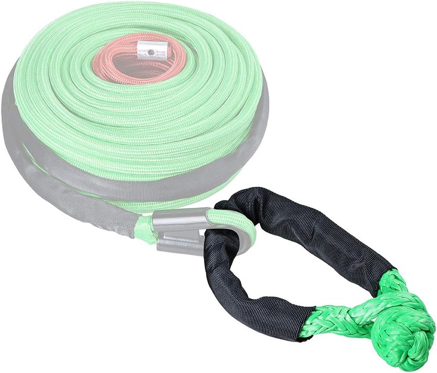 Pack of 5pcs Green 38,000lbs 1/2 inch Synthetic Soft Rope Shackles with Protective Sleeve