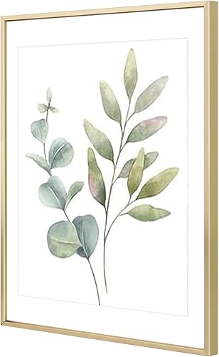 Vista 371 de Golden State Art - Marco de fotos de aluminio satinado clásico de 8 x 10 con alfombrilla de color marfil para fotos de 5 x 7 y cristal real, Dorado