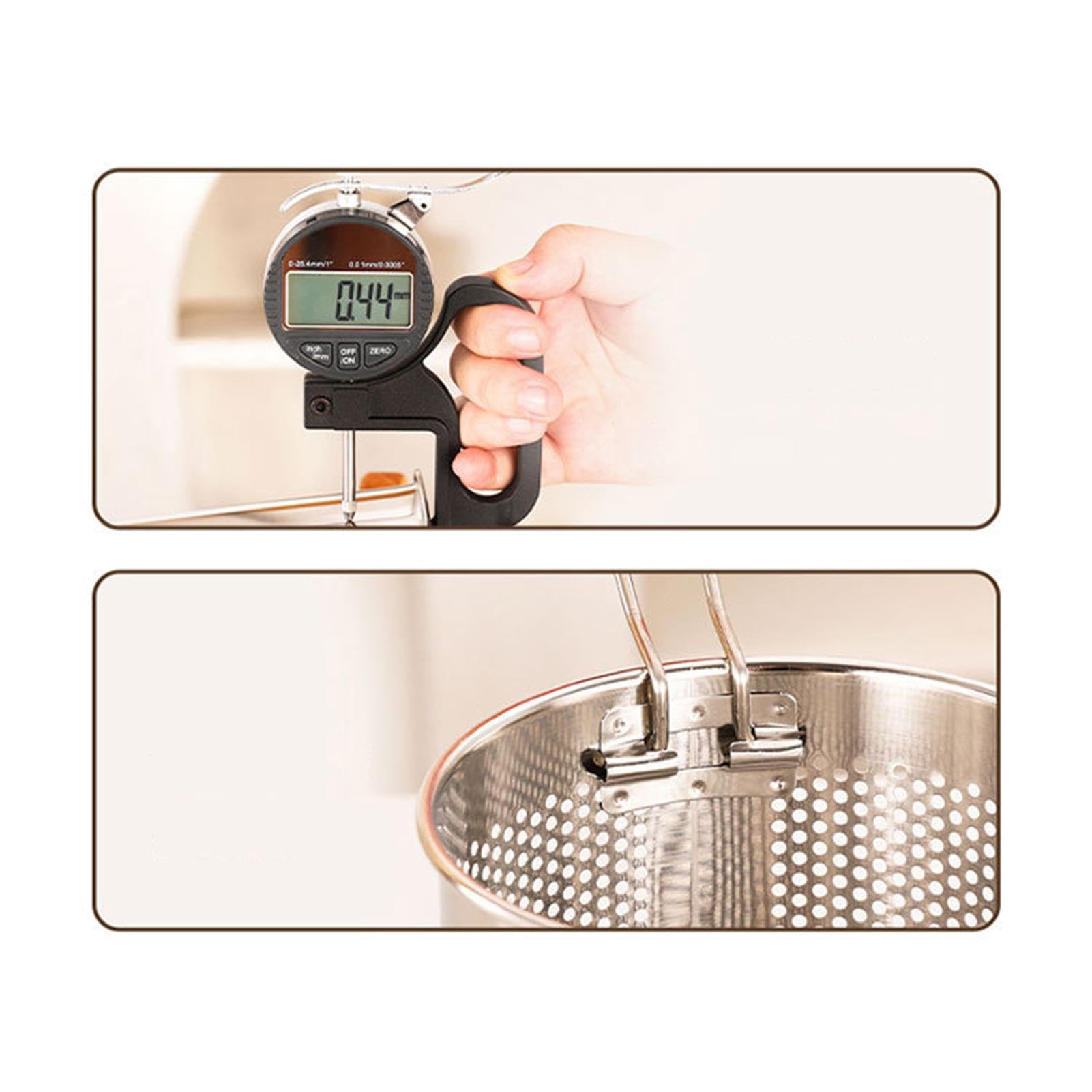 Pentola a induzione di calore, pentola con cestello e coperchio, filtro 'olio in acciaio inossidabile, contenitore versatile per filtro 'olio a bocca larga, per casa, campeggio, patatine