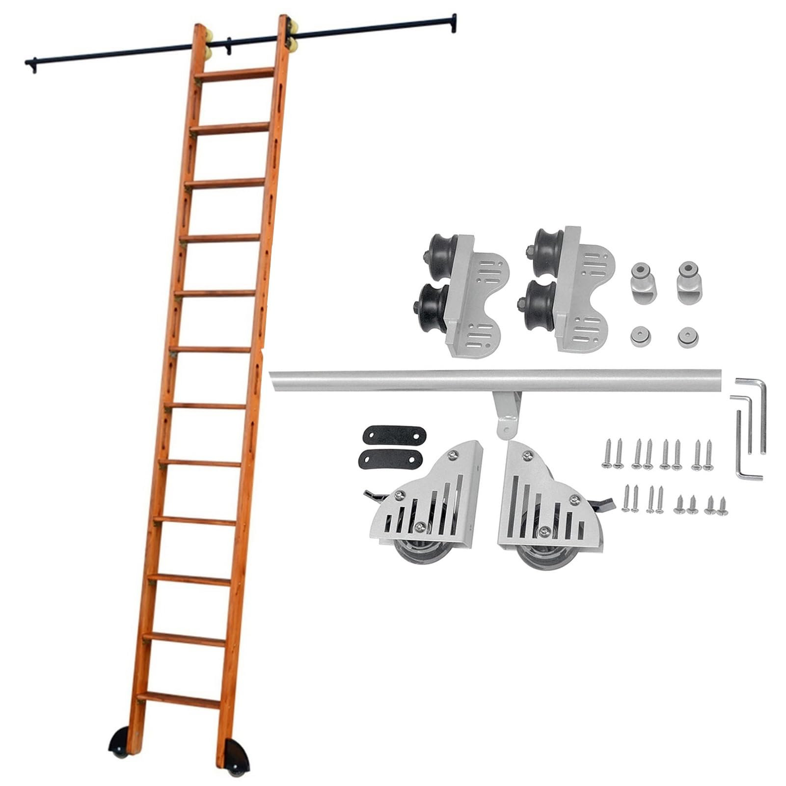 Quincaillerie échelle mobile rétractable gris argenté en acier de 4m
