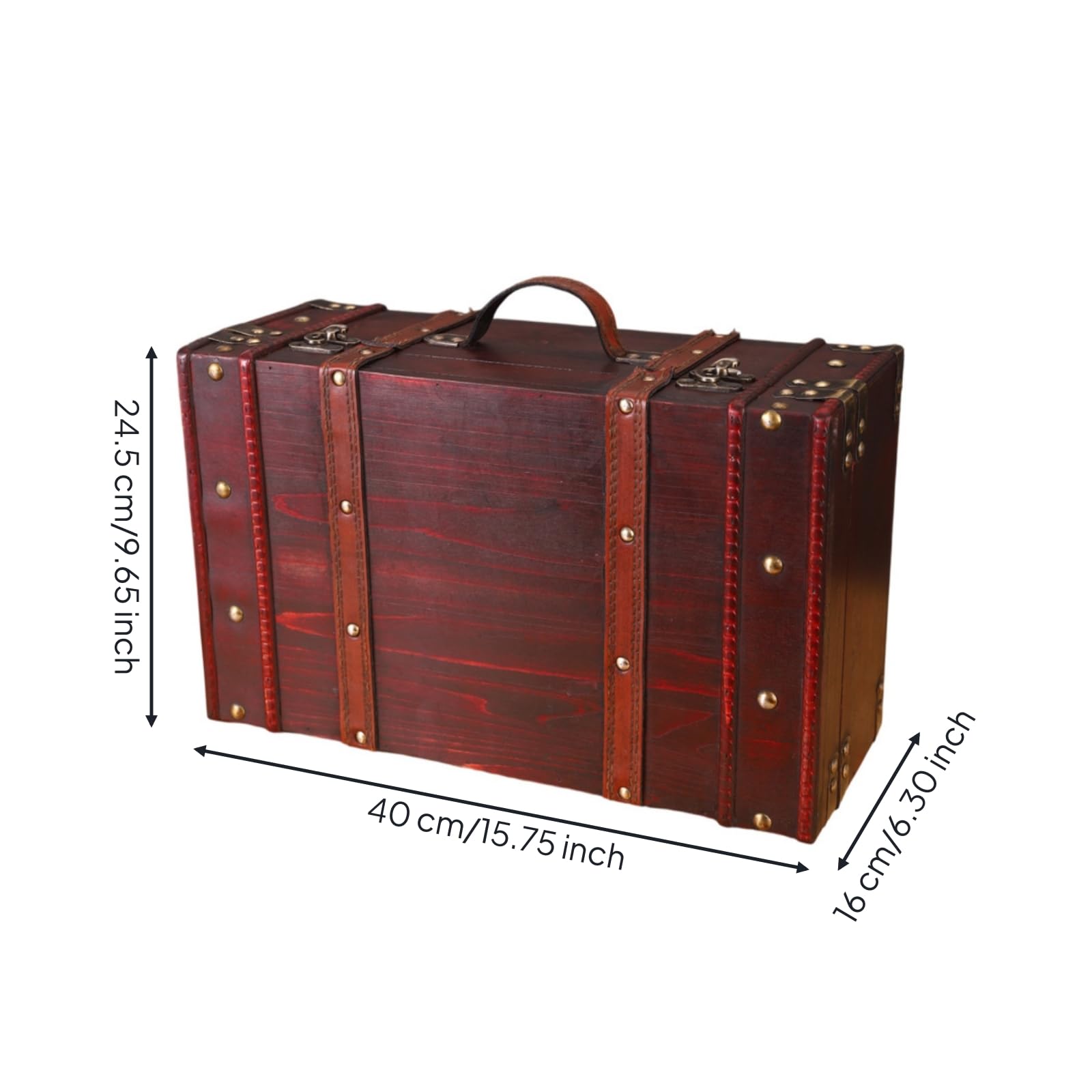 Portaoggetti Vintage Baule in Legno Elegante Baule con Manico per Operatori di Fotografia