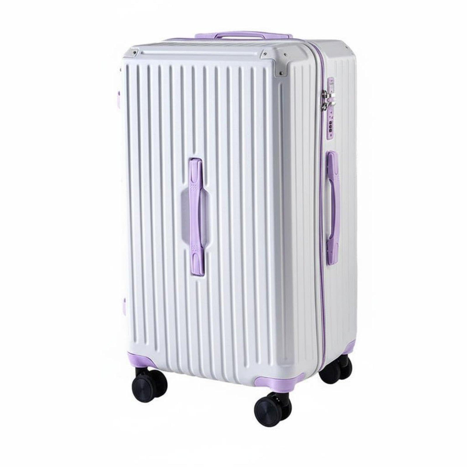 calandis Trolley Travel Case Large Capacity Luggage with Rotating Wheels Suitcase with Rotating Wheels for Commuters, Students, Business Trip White-Purple 24 Inch-picture-50